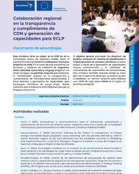 Colaboración regional en la transparencia y cumplimiento de CDN y generación de capacidades para ECLP